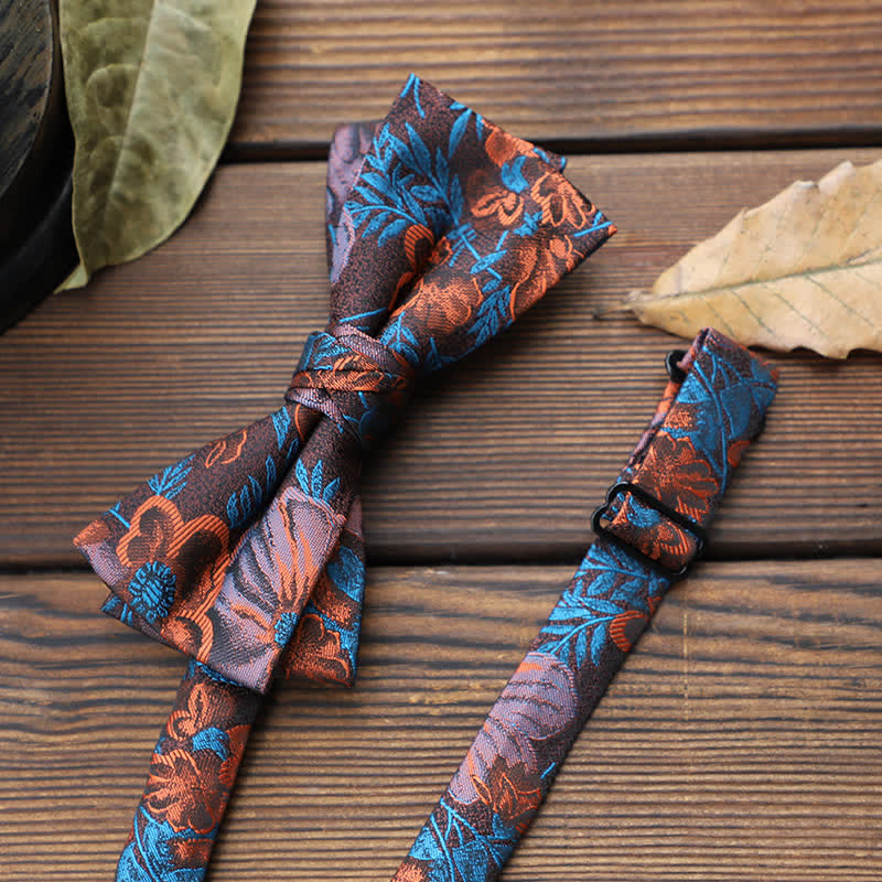 Nœud papillon à rayures florales pour homme