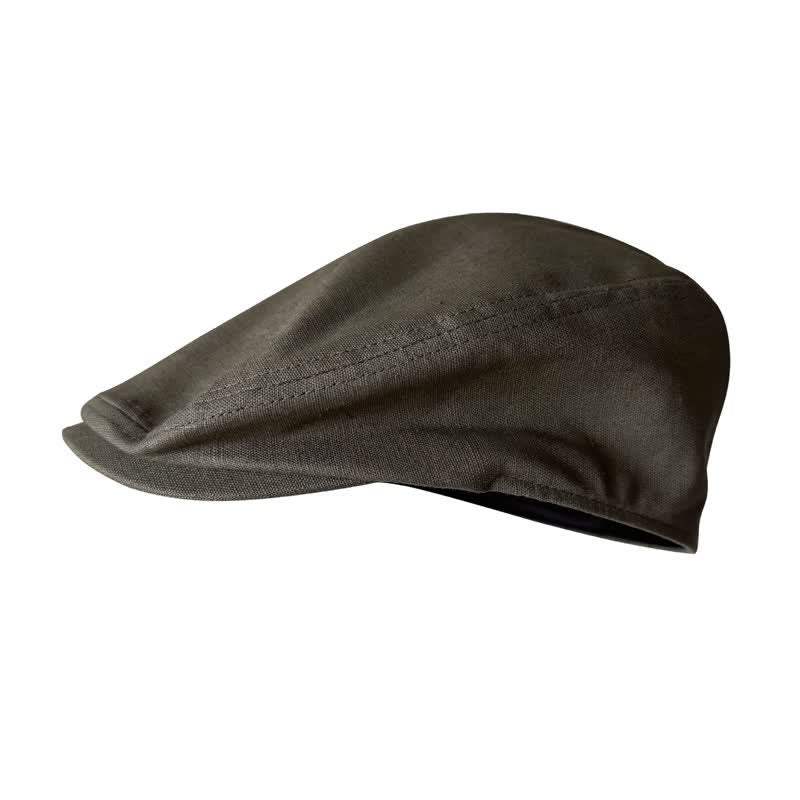 Casquette plate béret respirante en lin vert armée