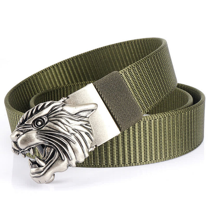 Ceinture en nylon à tête de tigre rugissante pour homme
