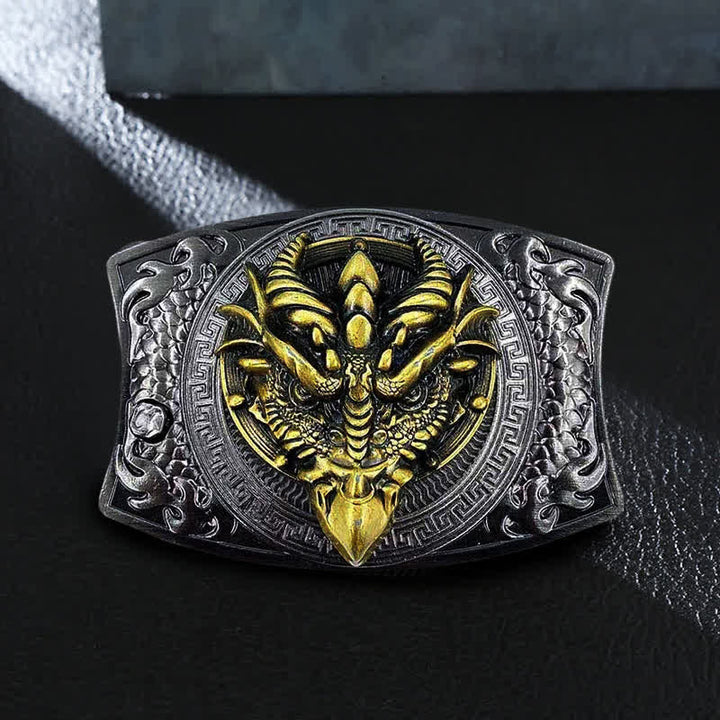Ceinture en cuir pour homme avec couteau pliant caché et dragon à bec pointu