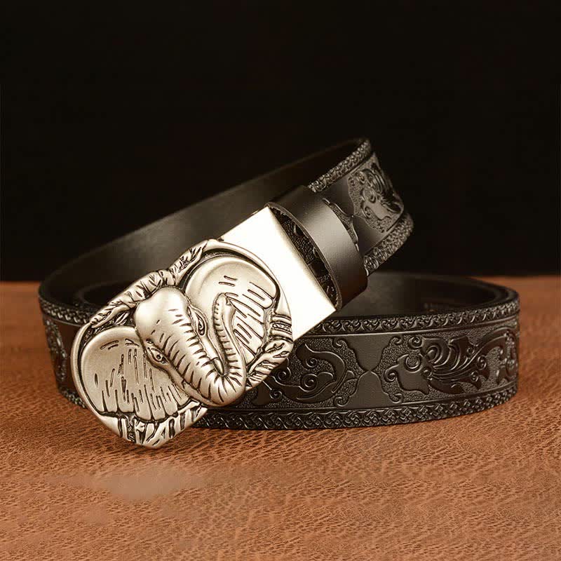 Ceinture en cuir à grandes oreilles d'éléphant pour homme
