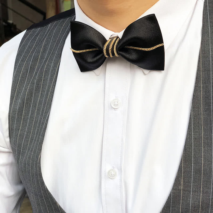 Nœud papillon uni à chaîne Bling pour homme