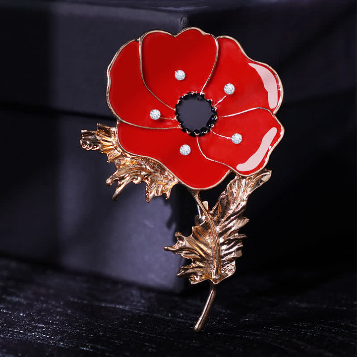 Broche coquelicot vintage pour femme avec peinture à l'huile