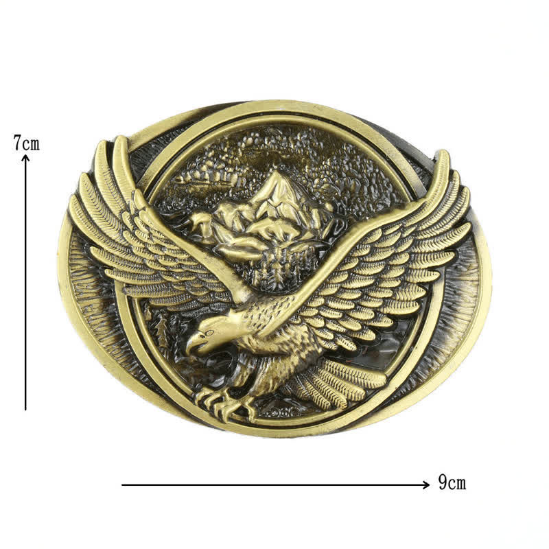 Ceinture en cuir à boucle pour homme avec motif d'aigle volant dominant