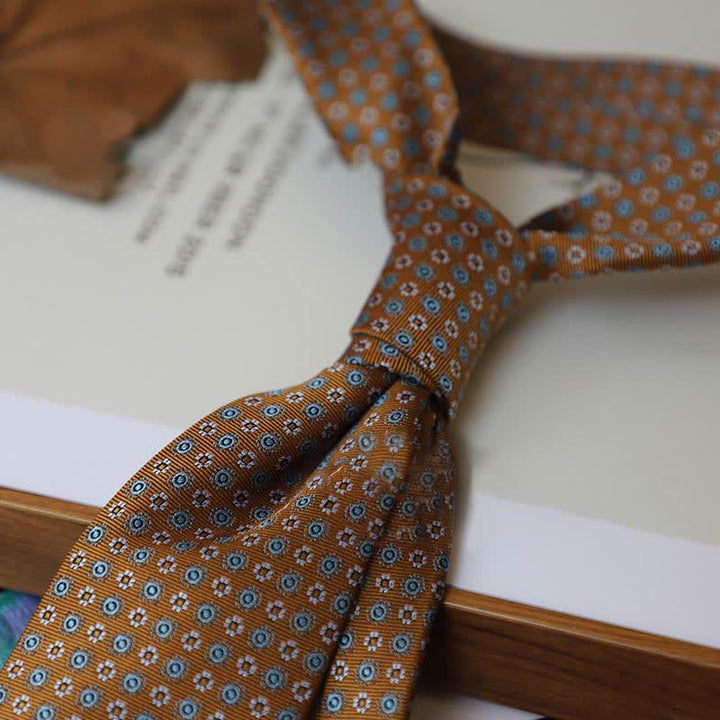 Cravate à rayures pour homme, série couleurs café, motif cachemire