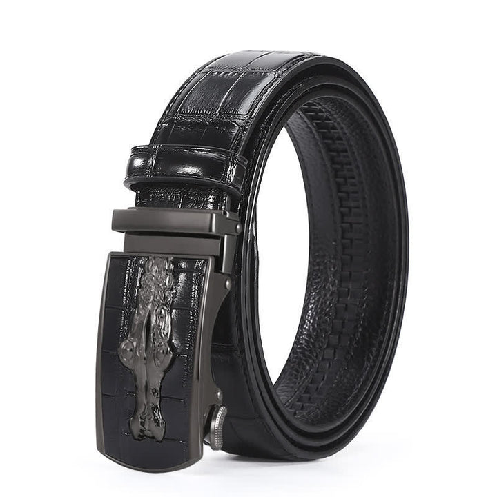 Ceinture en cuir à boucle automatique pour homme, motif crocodile