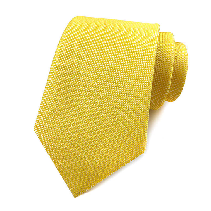 Cravate slim simple de couleur unie pour hommes - Jaune - image 14