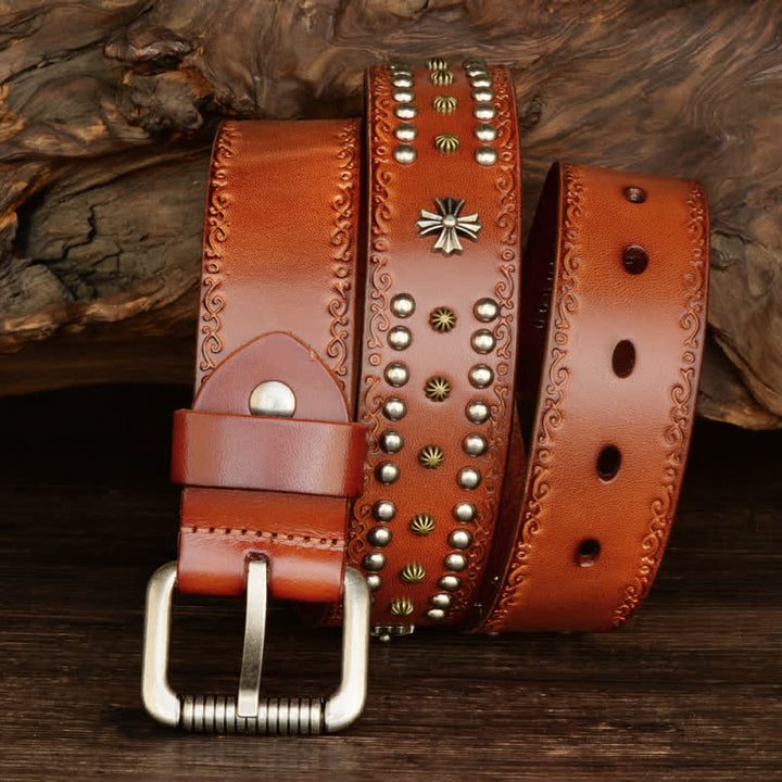 Ceinture décorative unisexe à rivets croisés de style rock