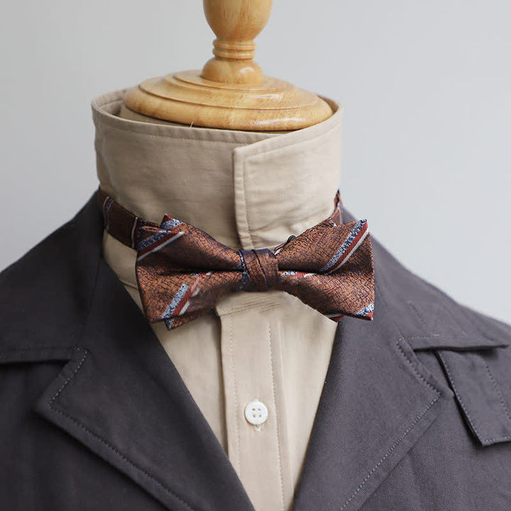 Nœud papillon polyvalent à rayures café pour homme