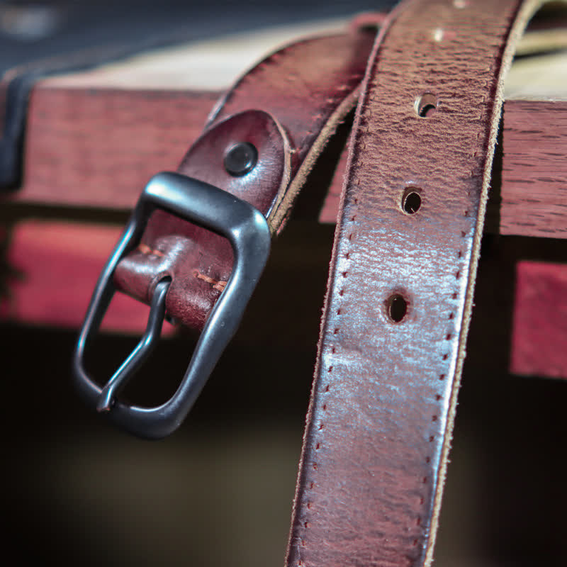 Ceinture en cuir vieilli style western pour homme