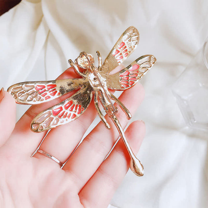 Broche luxueuse en strass pour femme en forme de libellule