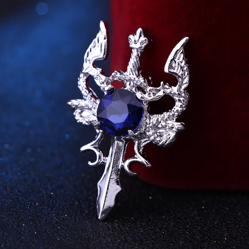 Broche rétro en forme d'épée de dragon pour homme