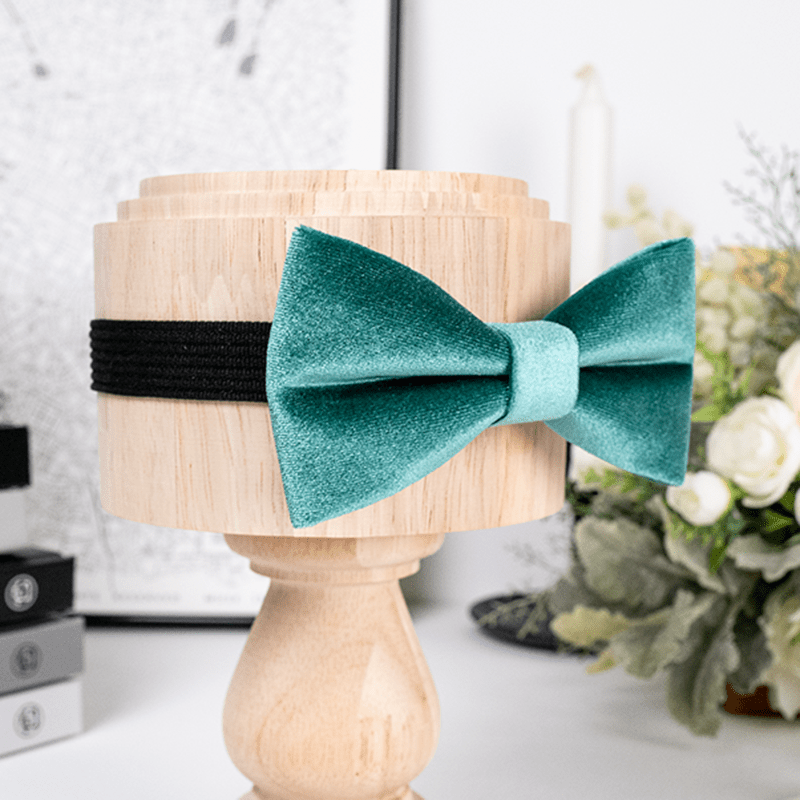 Nœud papillon en velours uni vert sarcelle pour homme