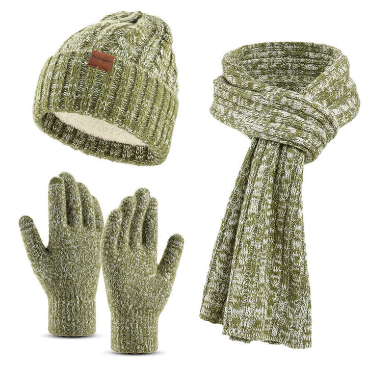 Ensemble de 3 gants unisexes élégants avec chapeau, écharpe longue et écran tactile