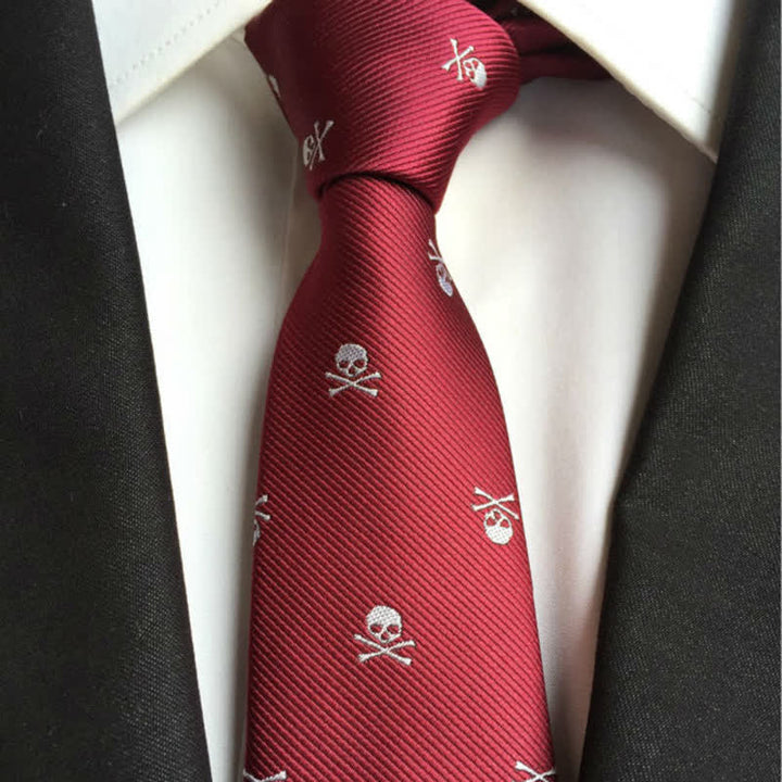Cravate pour homme avec squelette et os croisés pour Halloween