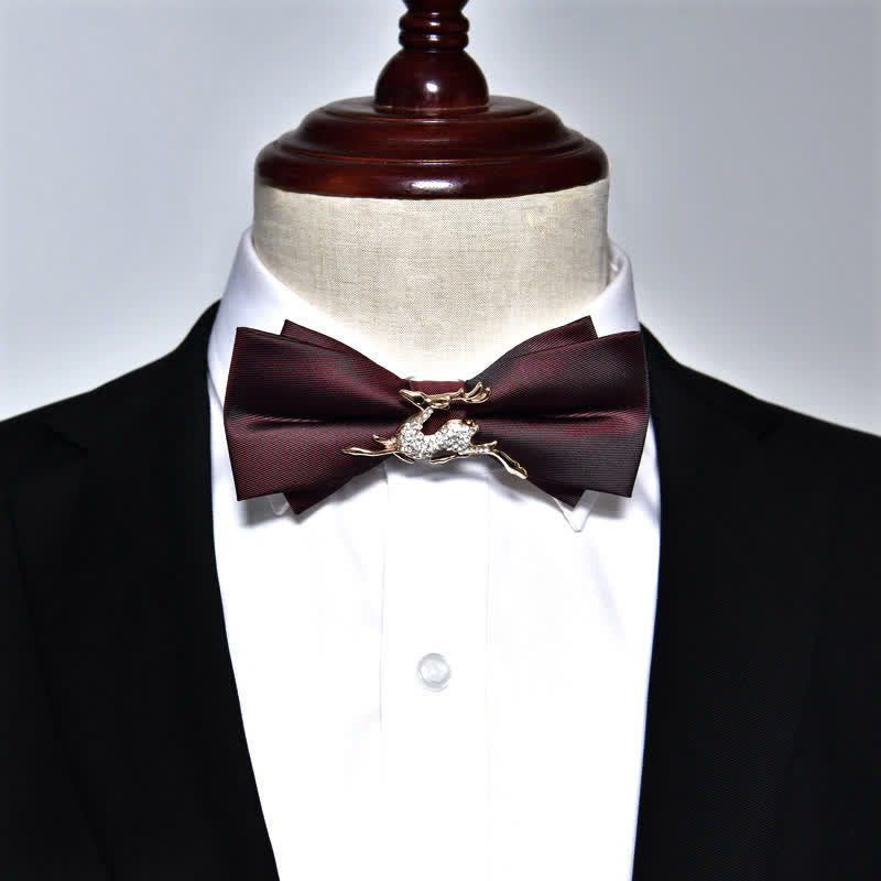 Nœud papillon en métal mat et strass pour homme