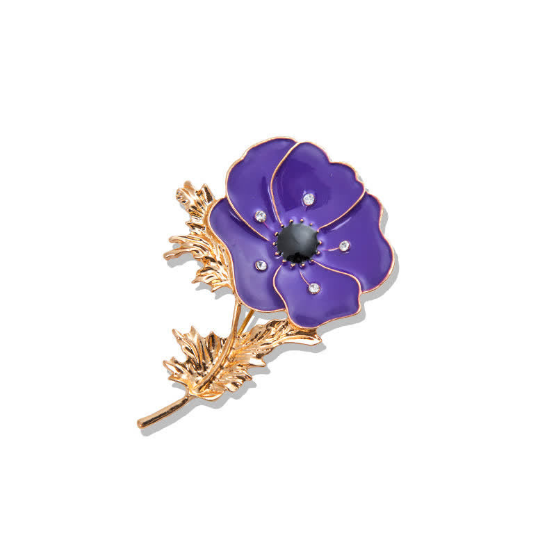 Broche coquelicot vintage pour femme avec peinture à l'huile