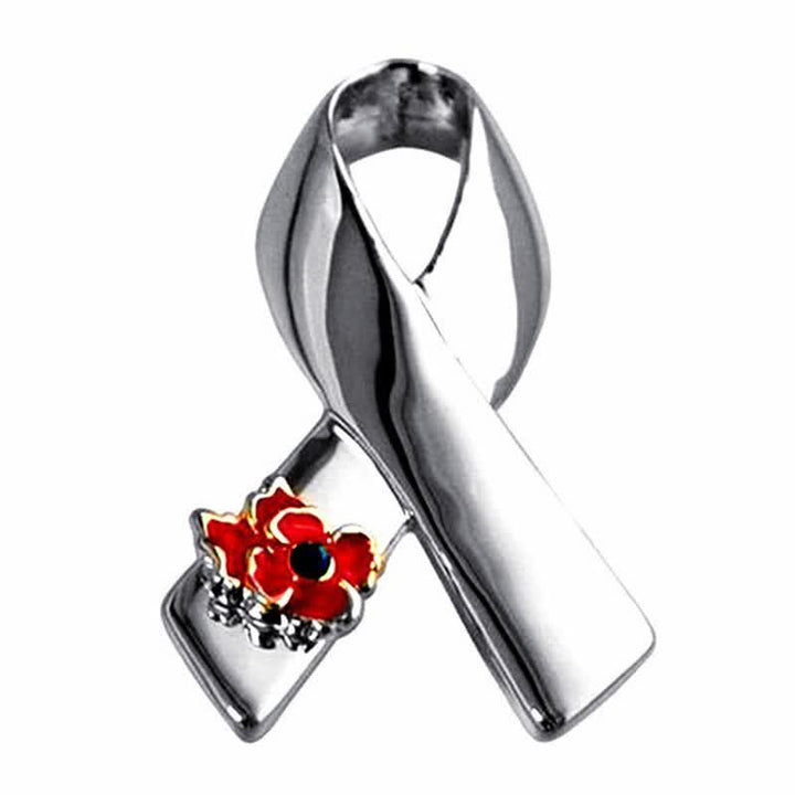 Broche coquelicot unisexe avec ruban de sensibilisation aux maladies