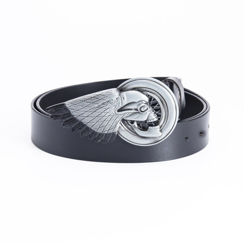 Ceinture en cuir gothique pour homme avec tête de mort et aigle