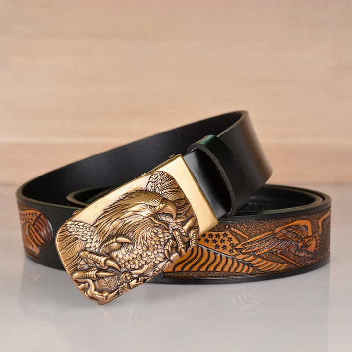 Ceinture en cuir à boucle automatique pour homme Mighty Eagle Sharp Claw