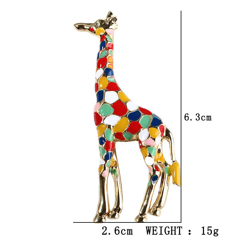 Broche girafe en émail brillant pour femme
