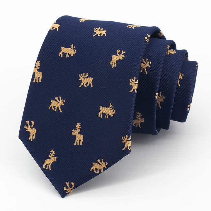 Cravate vintage pour homme avec motif d'élan bleu nuit
