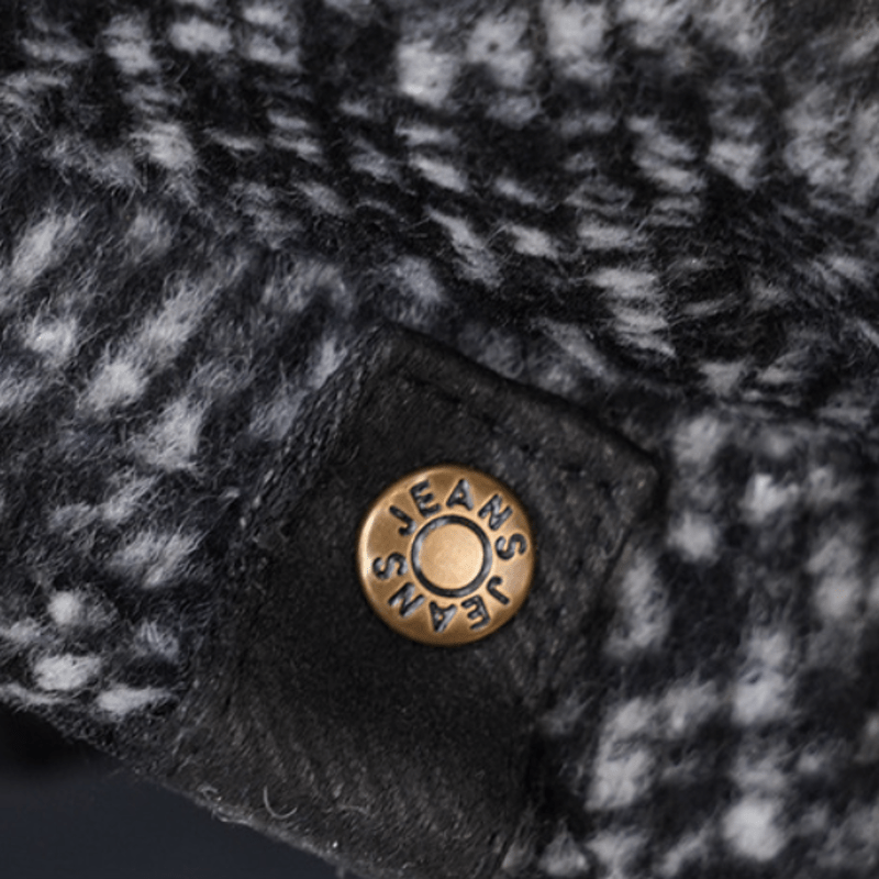 Casquette béret octogonale en tweed moucheté noir