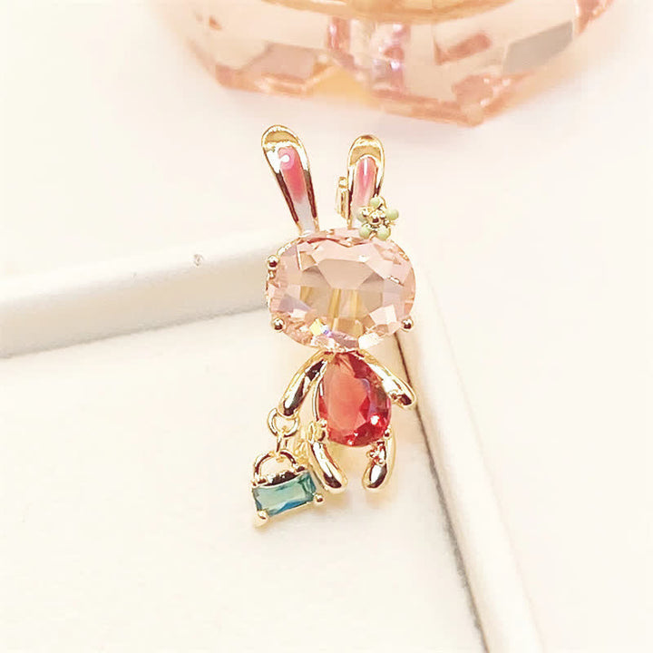 Broche pour femme en forme de petit lapin rose