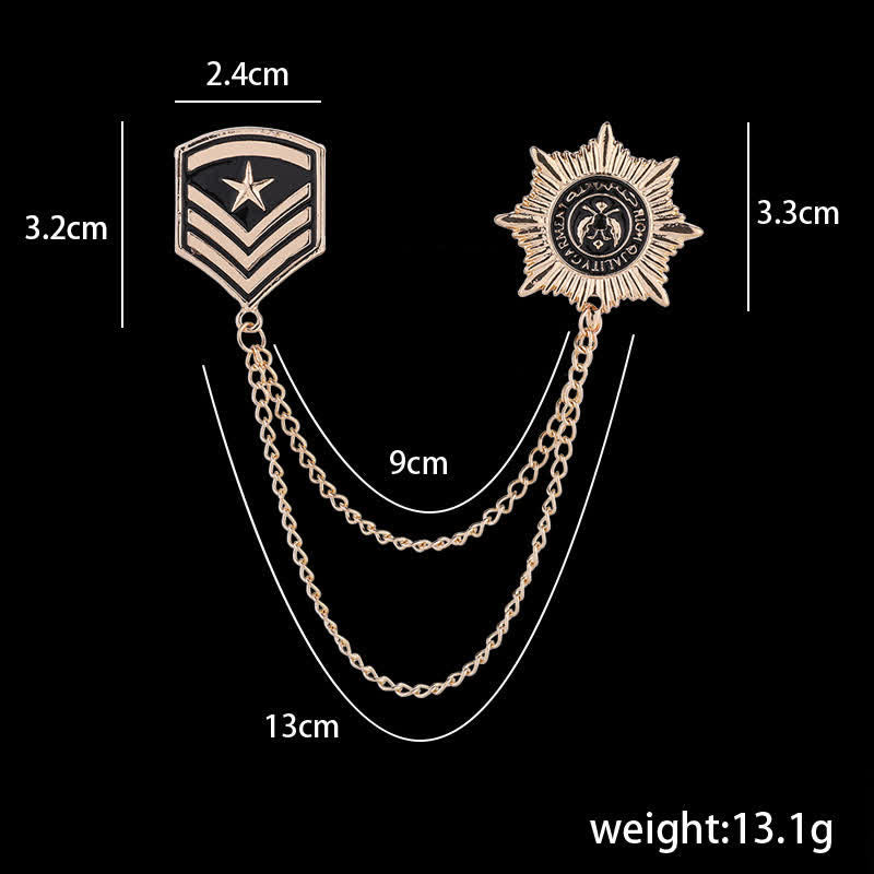 Broche médaille étoile à pampilles britannique pour homme