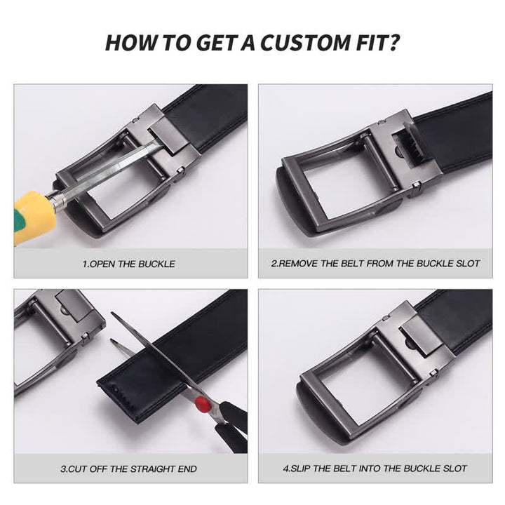 Ceinture en cuir à cliquet avec boucle élégante coulissante pour homme