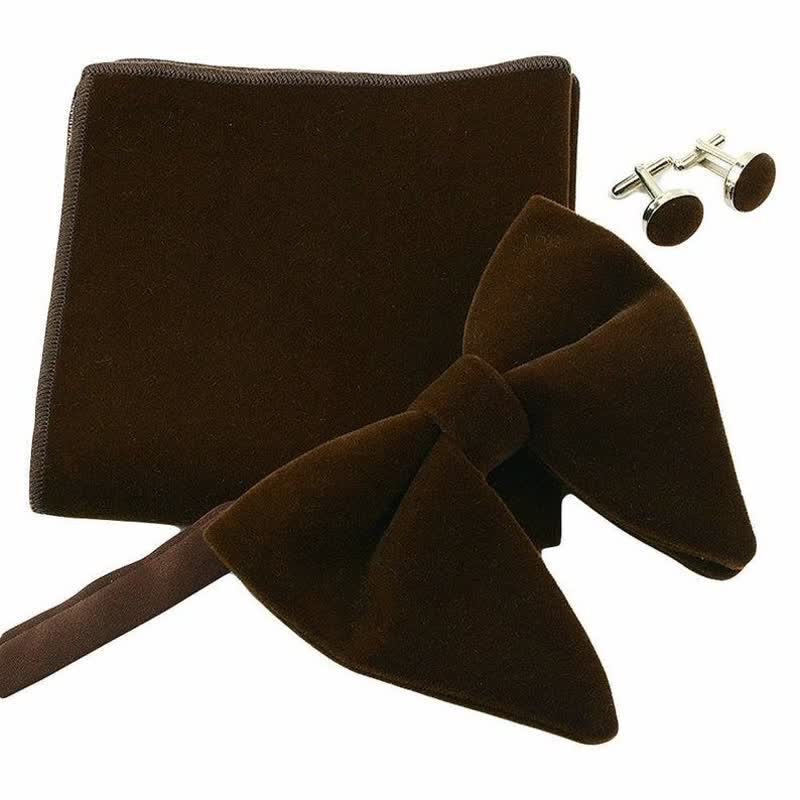 Ensemble de 3 nœuds papillon pointus surdimensionnés en velours pour homme - image 1
