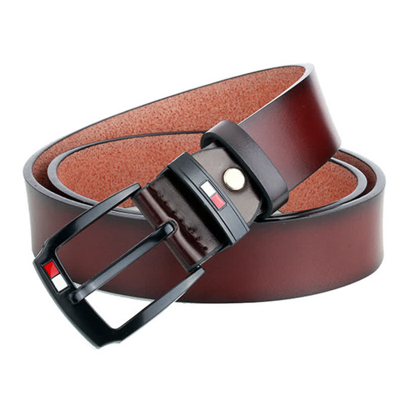 Ceinture en cuir à boucle noire rétro pour homme