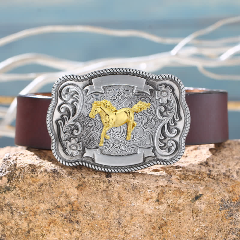 Ceinture en cuir à boucle animalière sculptée en or pour homme - image 1