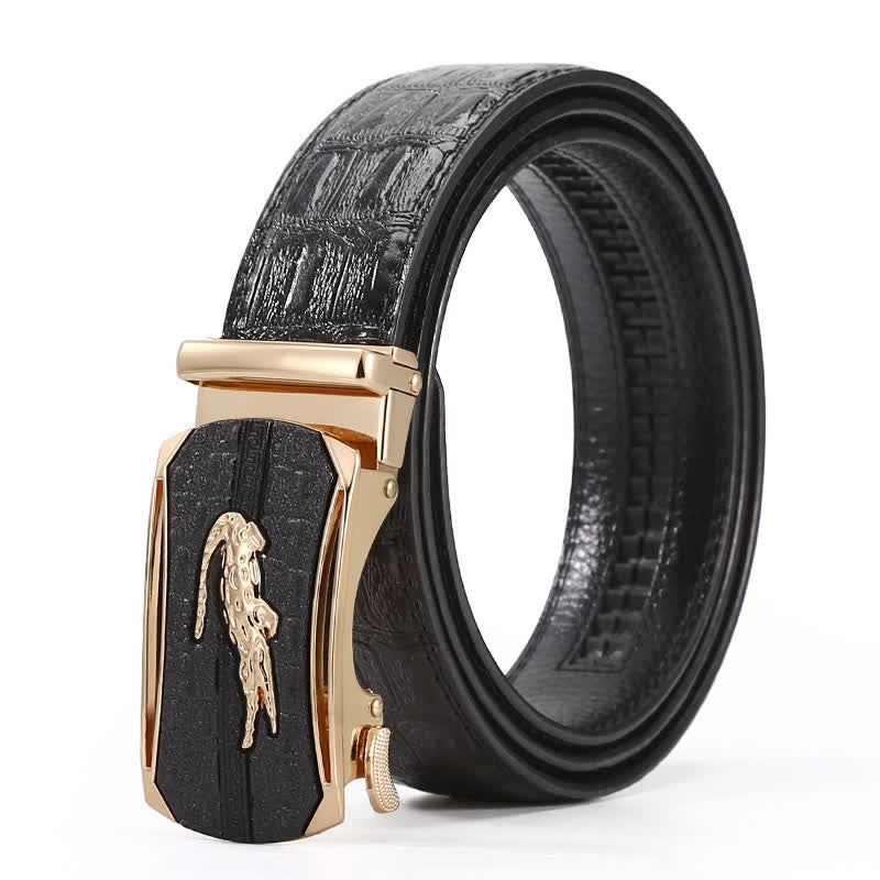 Ceinture en cuir à boucle en relief crocodile pour homme
