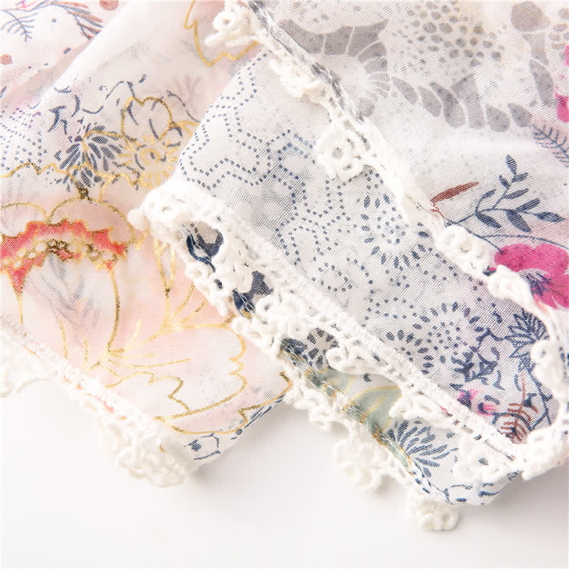 Écharpe en voile fin et dentelle florale pour femme