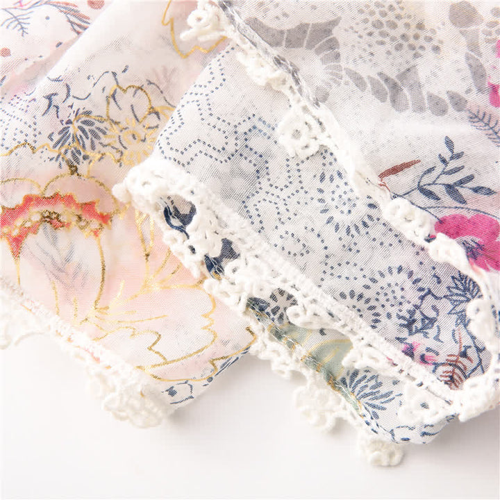 Écharpe en voile fin et dentelle florale pour femme