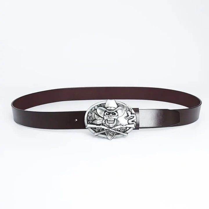 Ceinture en cuir pour homme avec tête de mort et armes croisées
