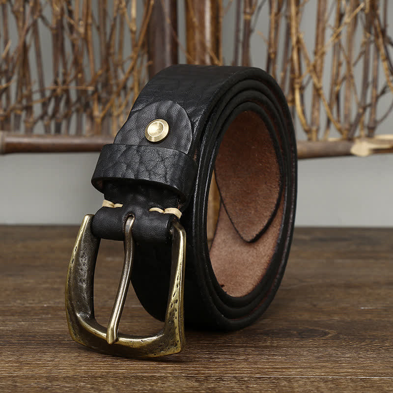 Ceinture en cuir à motif peau de yak rétro pour homme