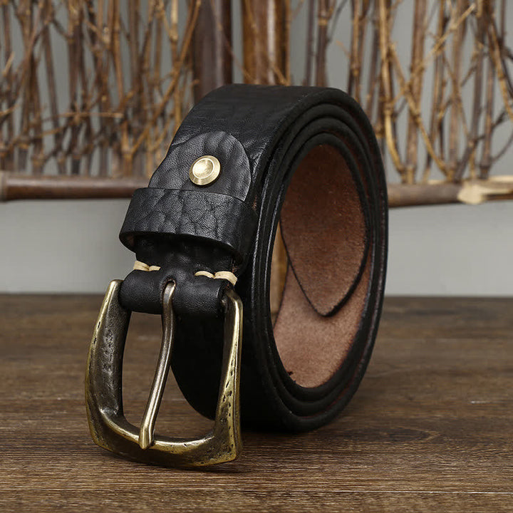 Ceinture en cuir à motif peau de yak rétro pour homme