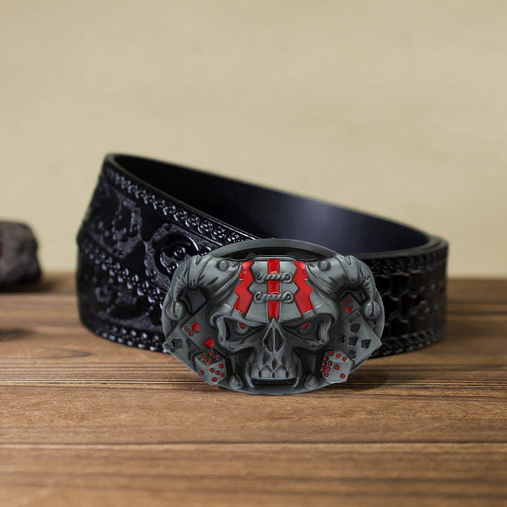 Ceinture en cuir à boucle Joker Skull Clown DIY pour homme