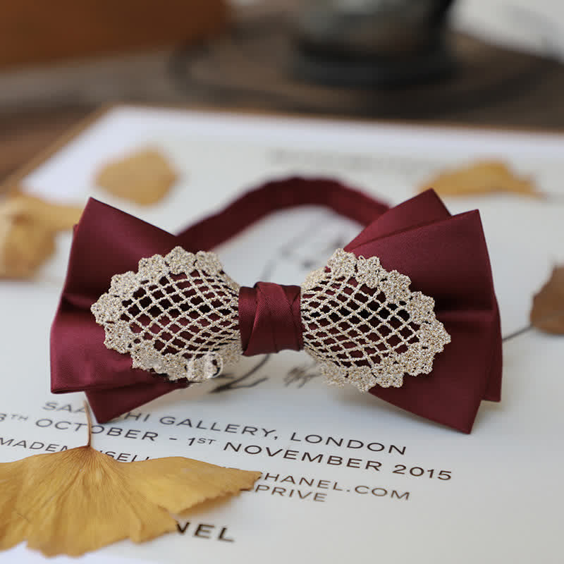 Nœud papillon élégant en dentelle fleurie pour homme