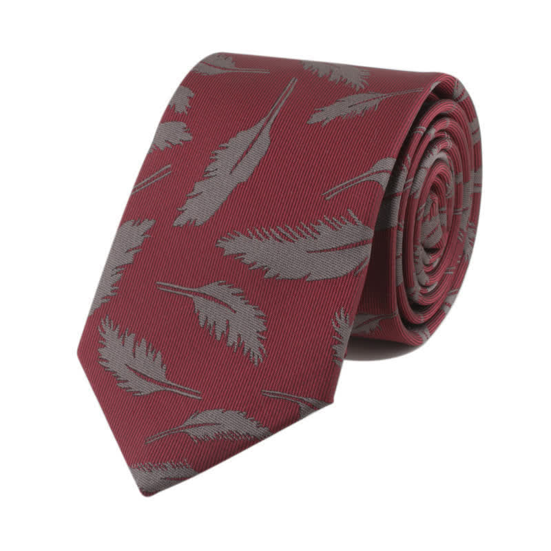 Cravate Jacquard à imprimé plumes pour homme - Bourgogne - image 3