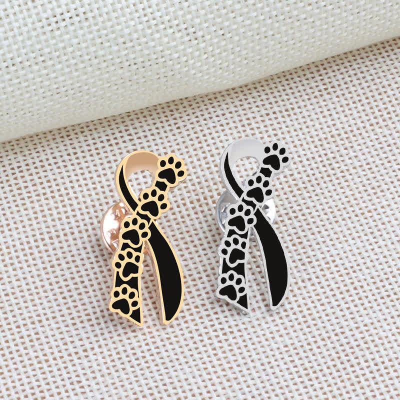 Broche en ruban avec empreinte de patte de chiot pour femme