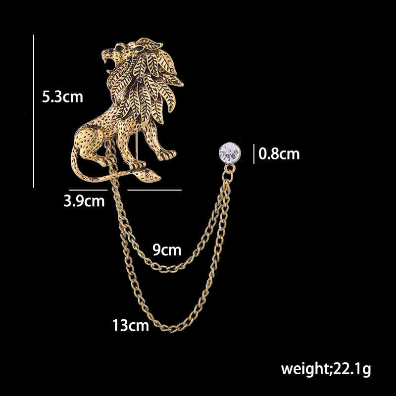 Broche chaîne lion dominant pour homme