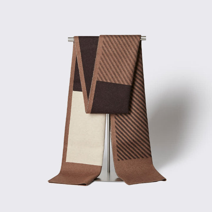 Écharpe en pure laine à rayures contrastées pour homme