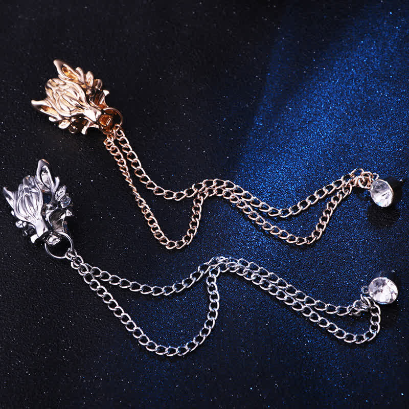 Broche chaîne pour homme représentant le loup du roi de la forêt
