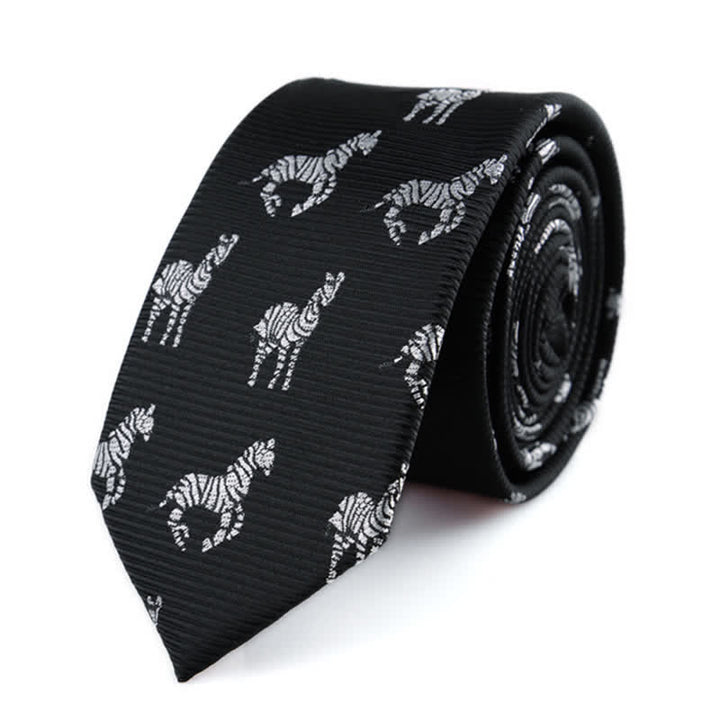 Cravate en sergé noir pour homme avec motifs zébrés