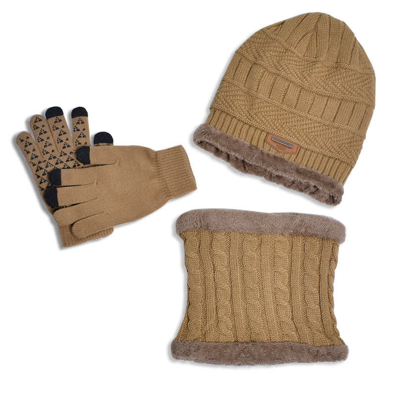 Ensemble bonnet, écharpe, gants tricotés pour adulte et enfant 3 pièces