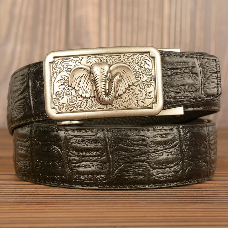 Ceinture en cuir à motif alligator éléphant punk pour homme