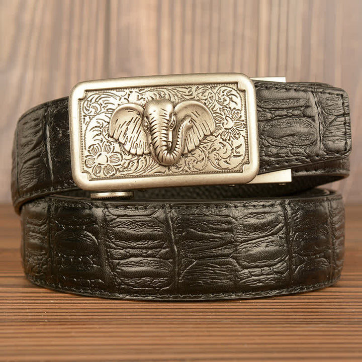 Ceinture en cuir à motif alligator éléphant punk pour homme